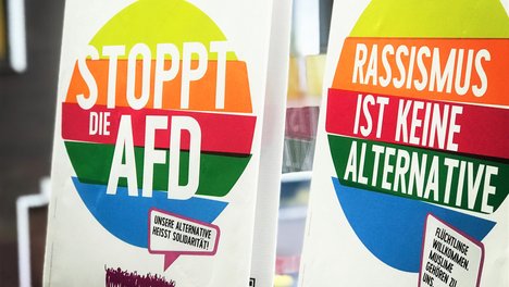 Schild: Stoppt die AfD